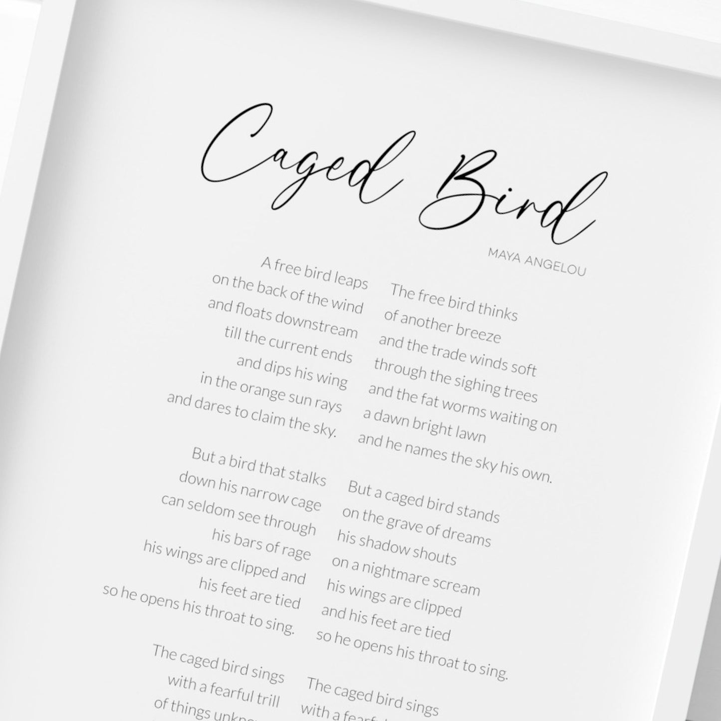 Caged Bird by Maya Angelou Print