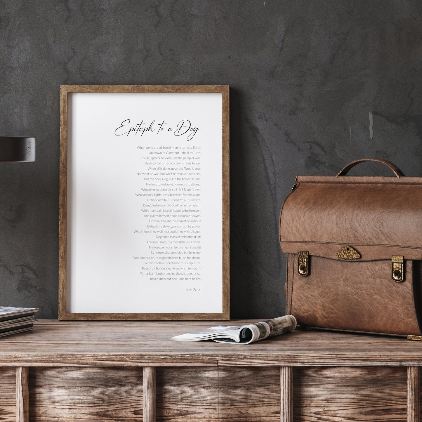 Epitaph To A Dog Print | Lord Byron Poem