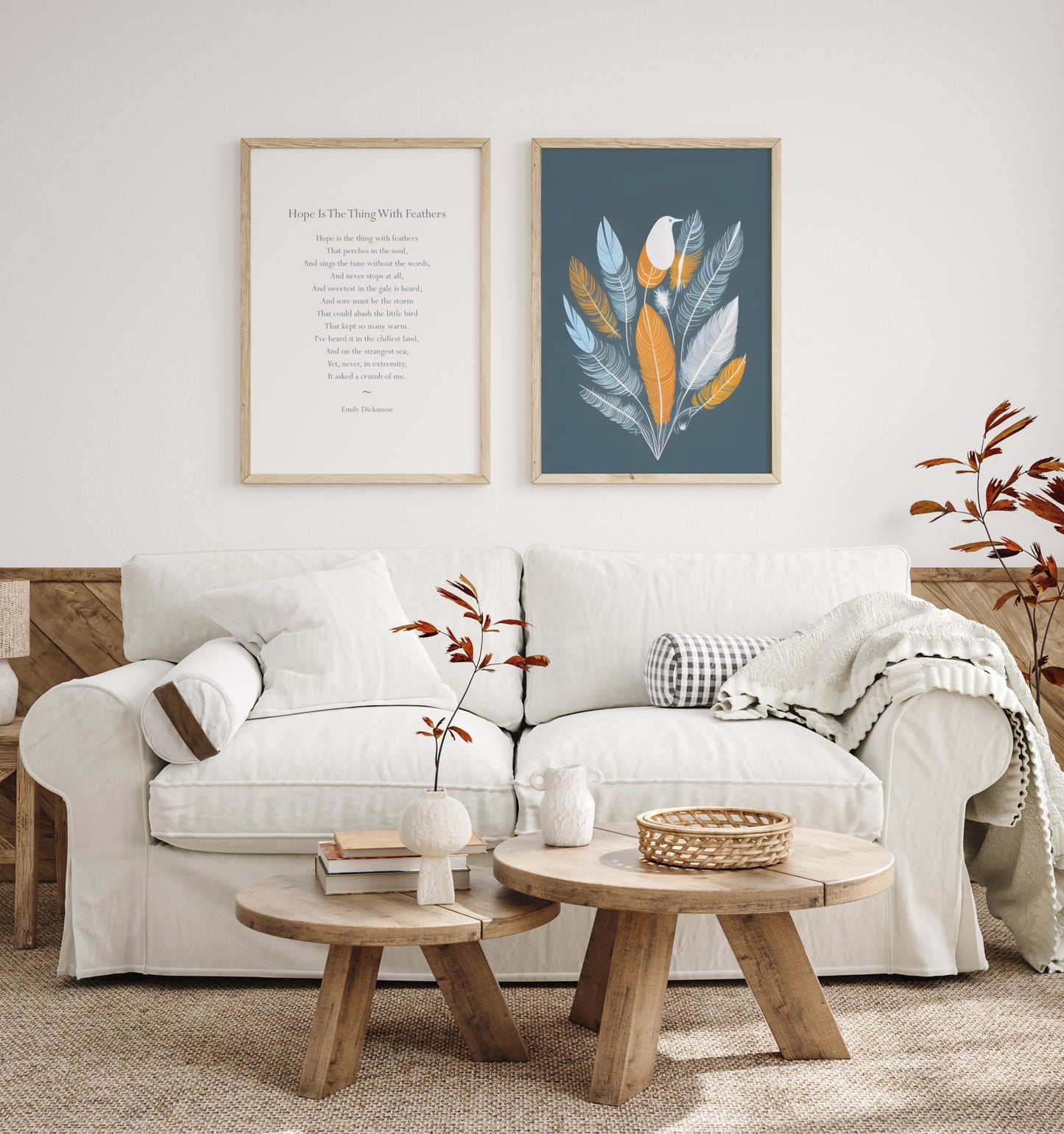 Hope Is The Thing With Feathers by Emily Dickinson Prints (Set of 2)