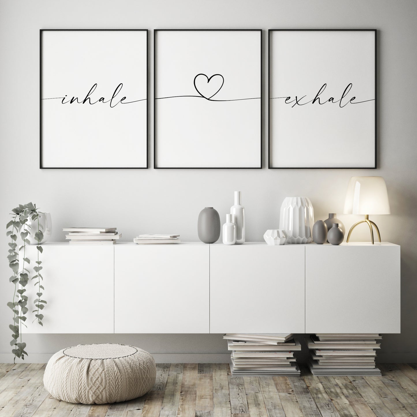 Inhale Exhale With Heart Prints (Set of 3)