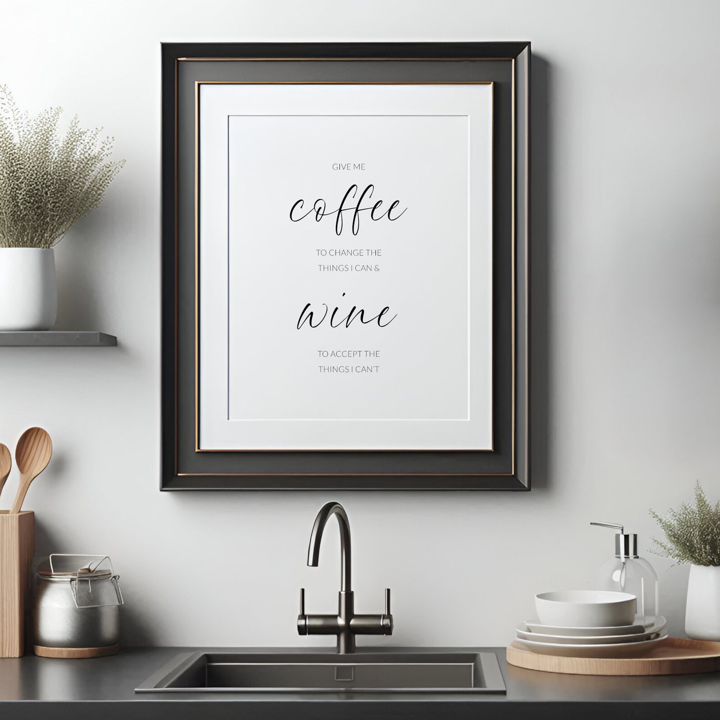 Give Me Coffee & Wine Print