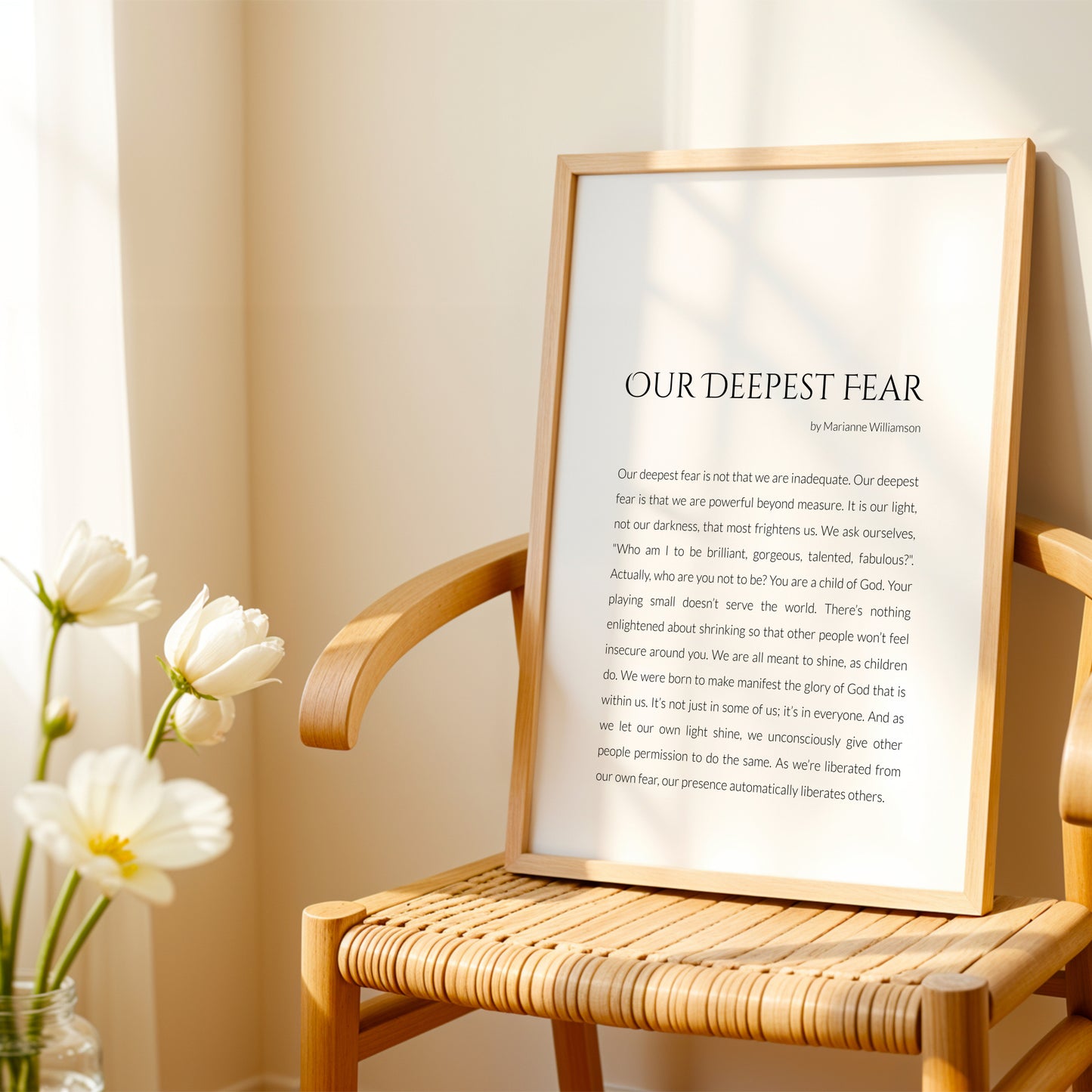 Our Deepest Fear By Marianne Williamson Print