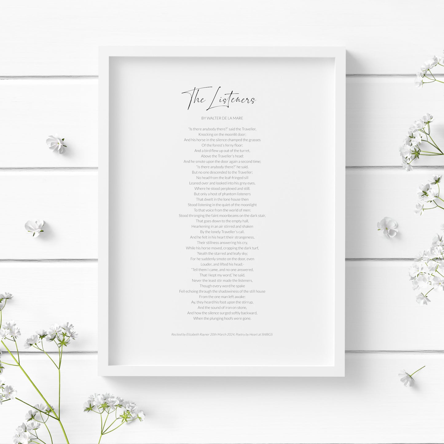 The Listeners by Walter De La Mare Print (Personalised)