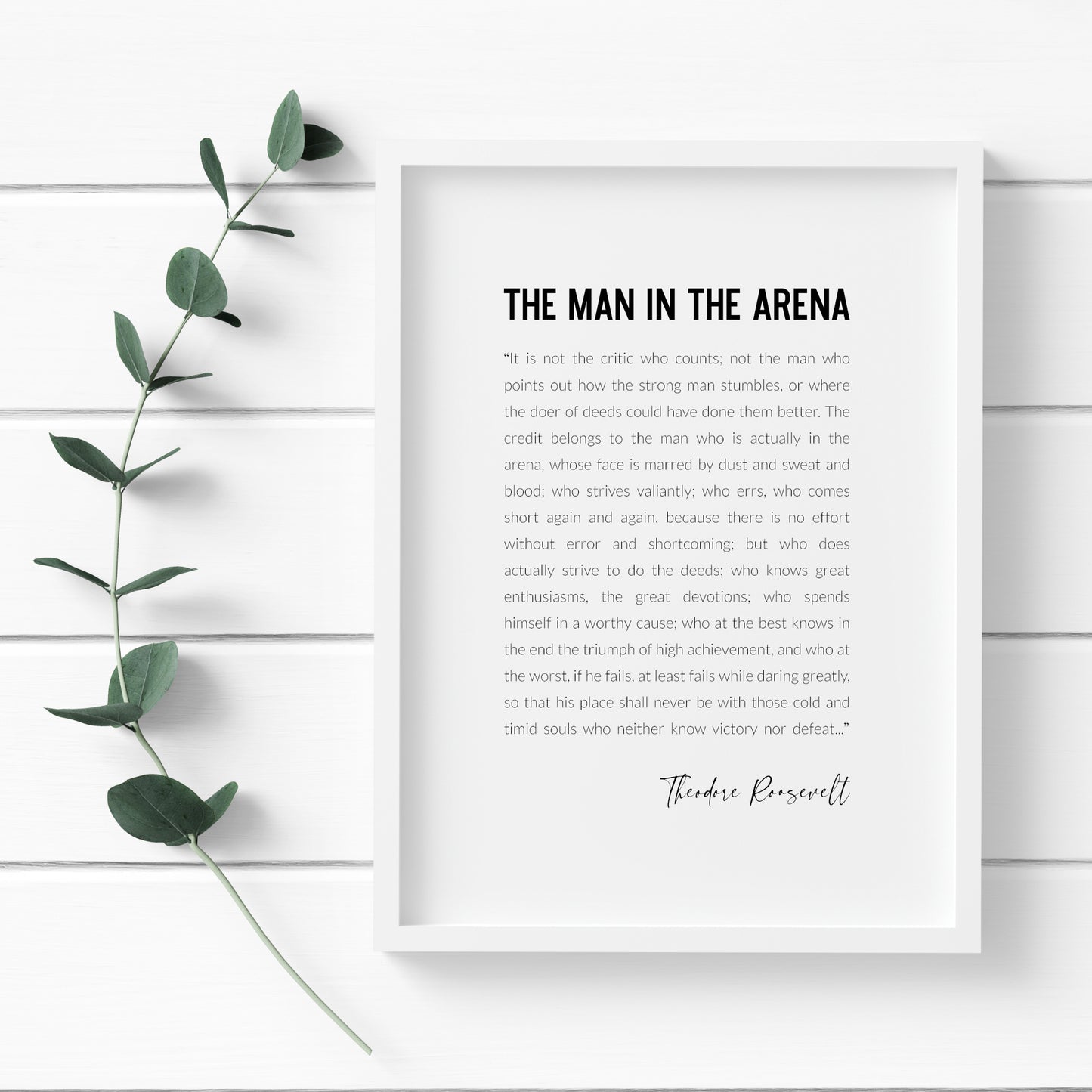 The Man In The Arena by Theodore Roosevelt Print