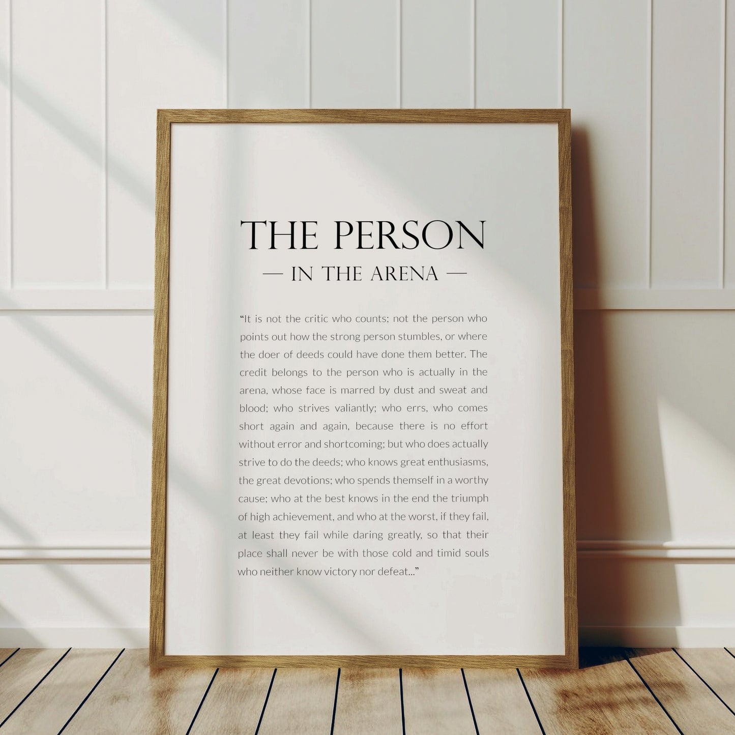 The Person In The Arena by Theodore Roosevelt Print