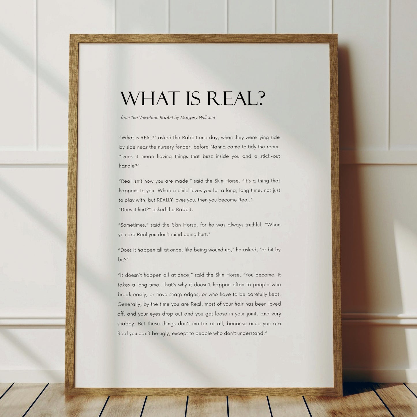 What Is Real? from The Velveteen Rabbit by Margery Williams Print