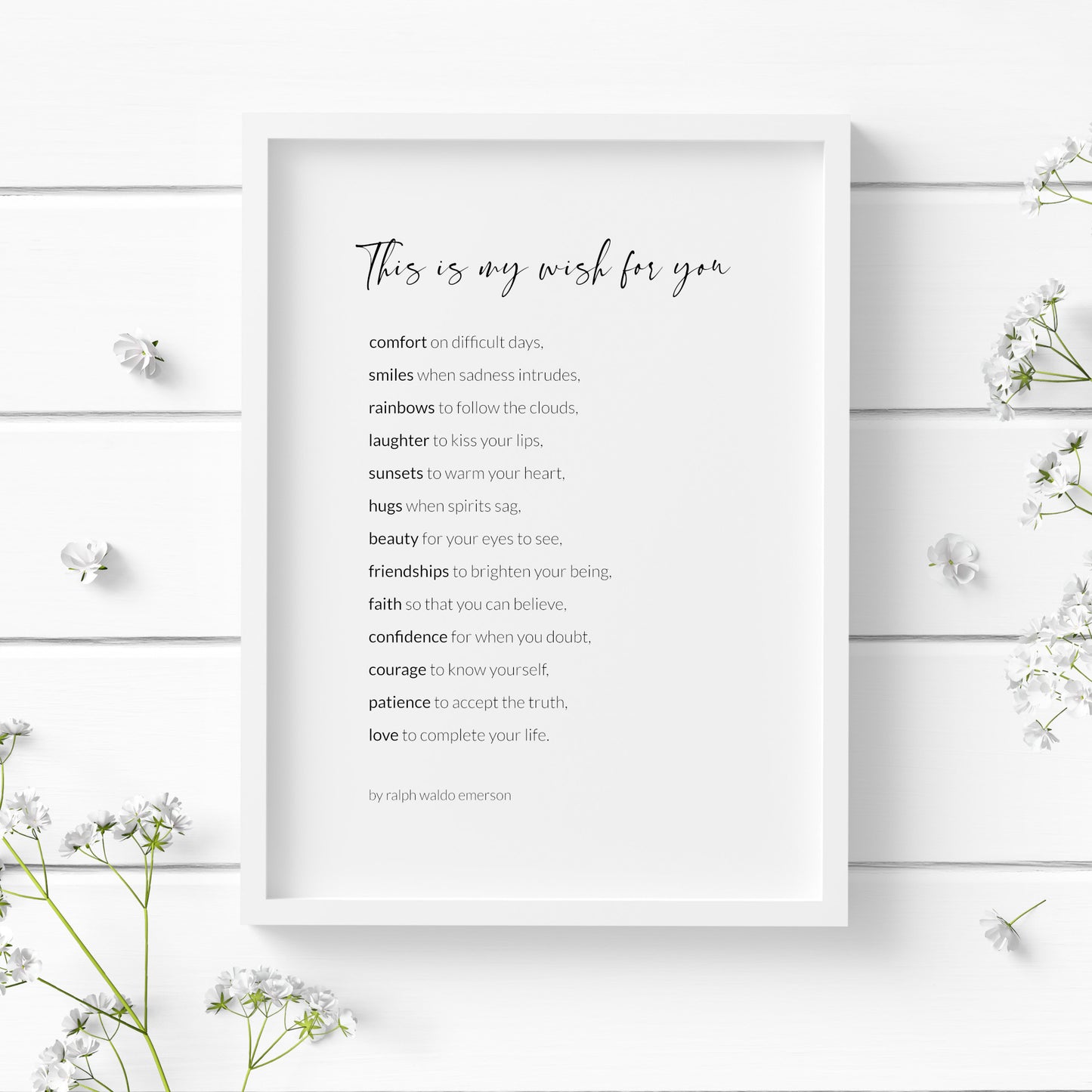 This Is My Wish For You by Ralph Waldo Emerson Print