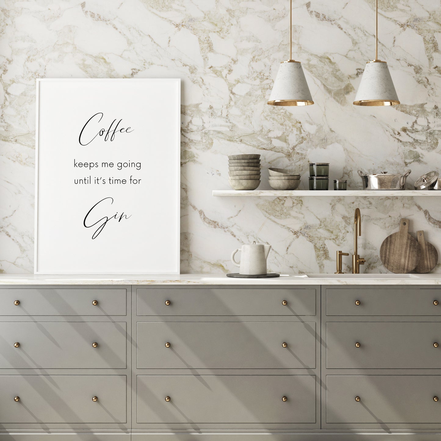 Coffee Keeps Me Going Until It's Time For Gin Print