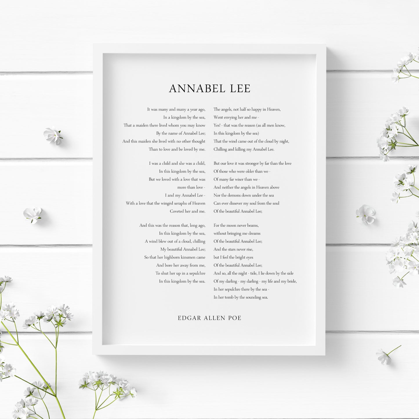 Annabel Lee Print, Poem by Edgar Allan Poe