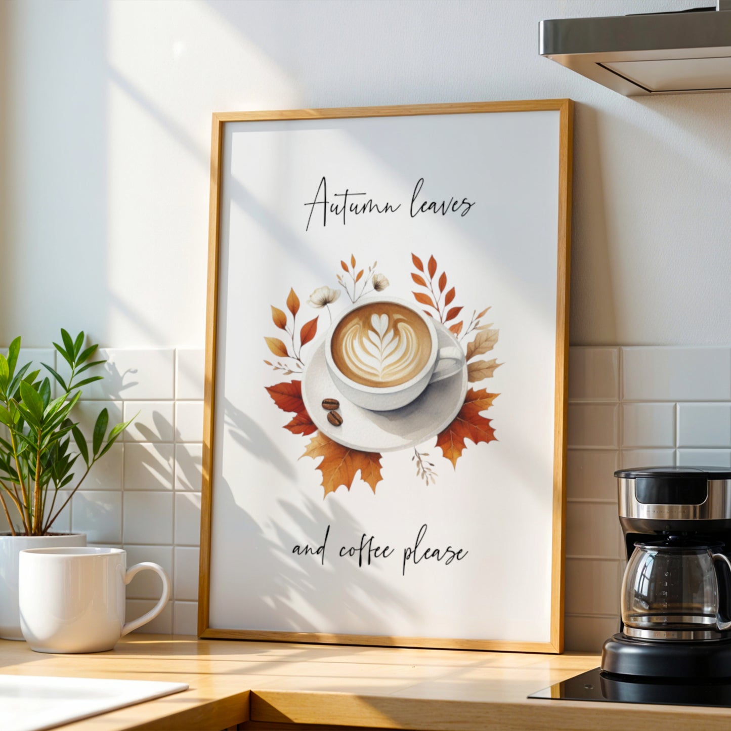 Autumn Leaves And Coffee Please Print