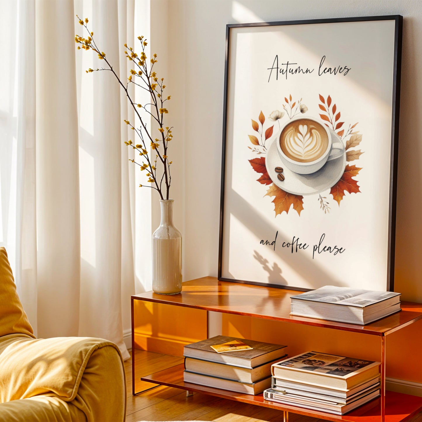 Autumn Leaves And Coffee Please Print