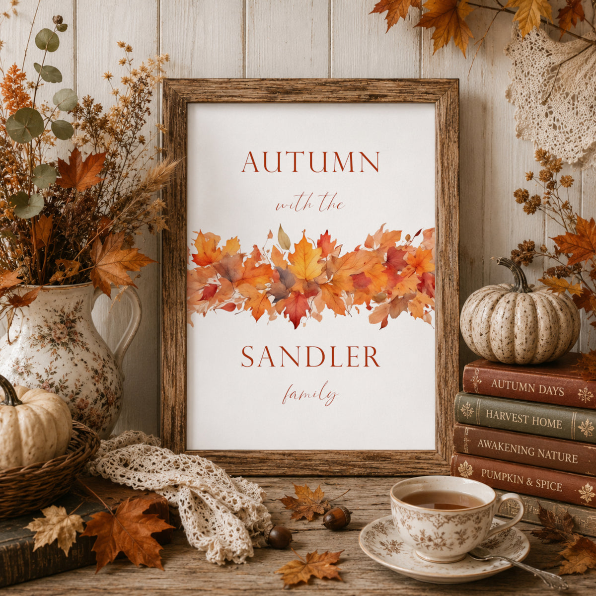 Personalised Autumn With The Family Print