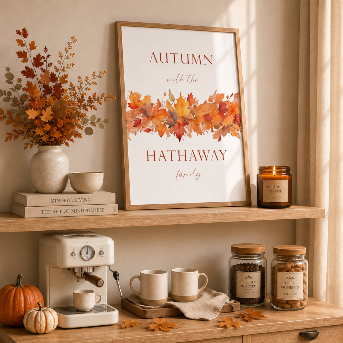 Personalised Autumn With The Family Print
