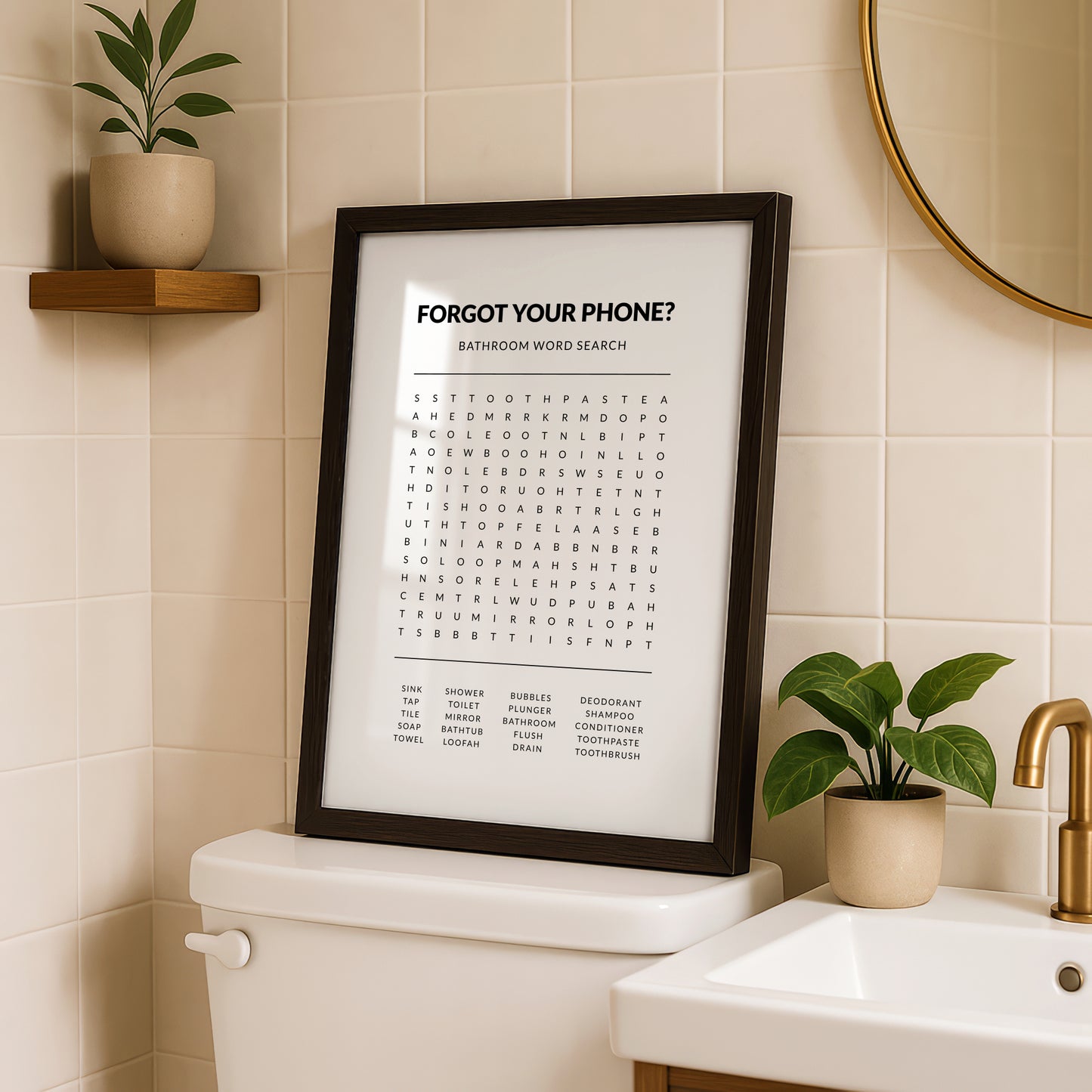 Forgot Your Phone Bathroom Word Search Print