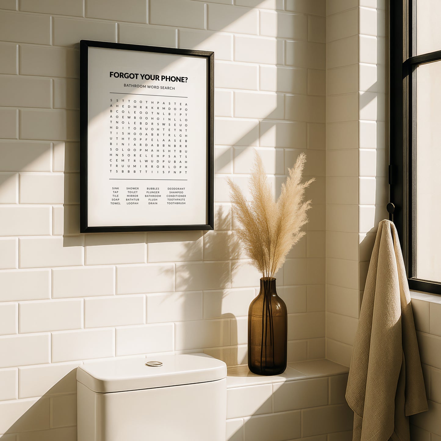 Forgot Your Phone Bathroom Word Search Print