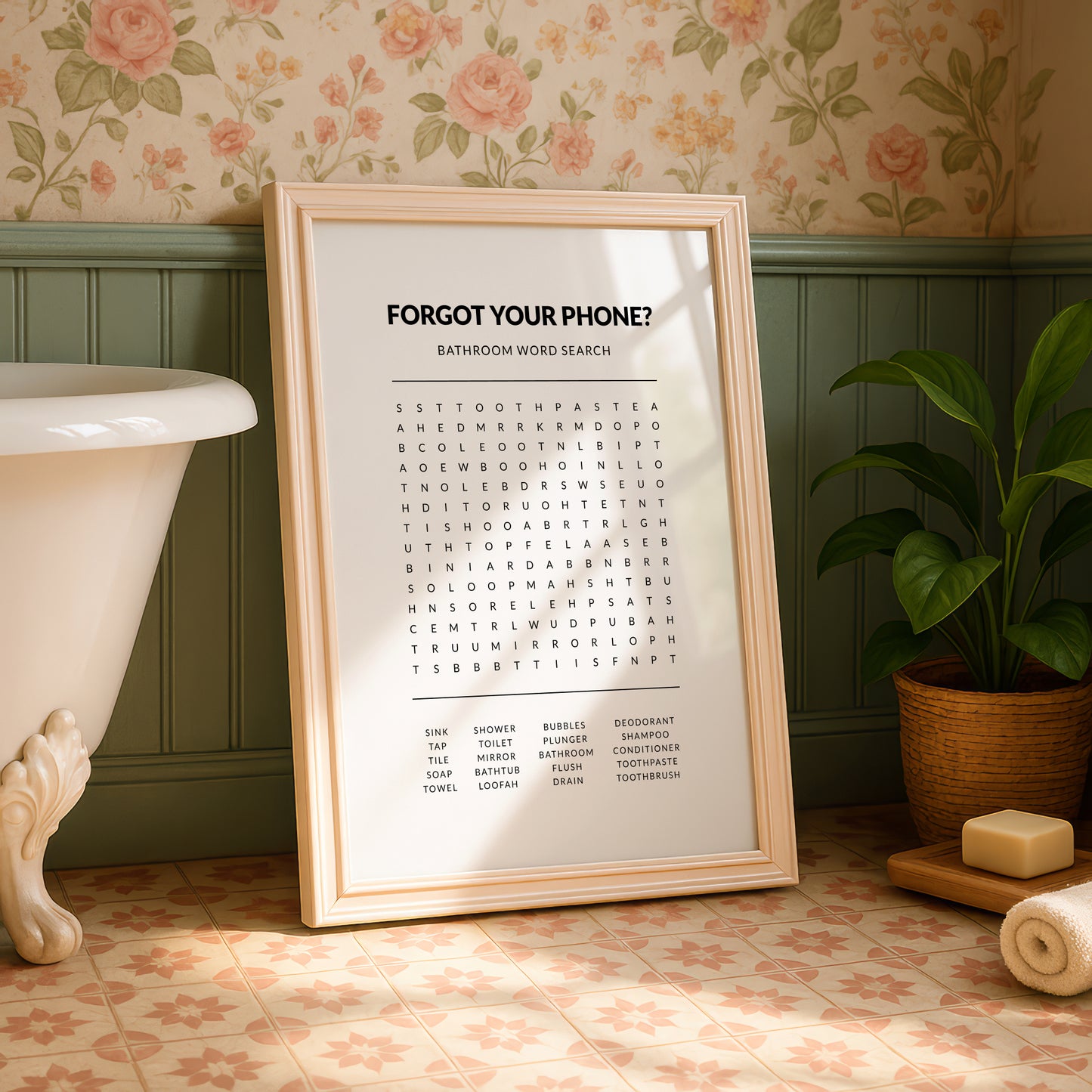 Forgot Your Phone Bathroom Word Search Print