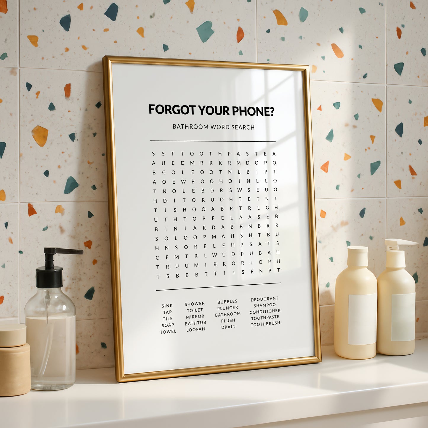 Forgot Your Phone Bathroom Word Search Print