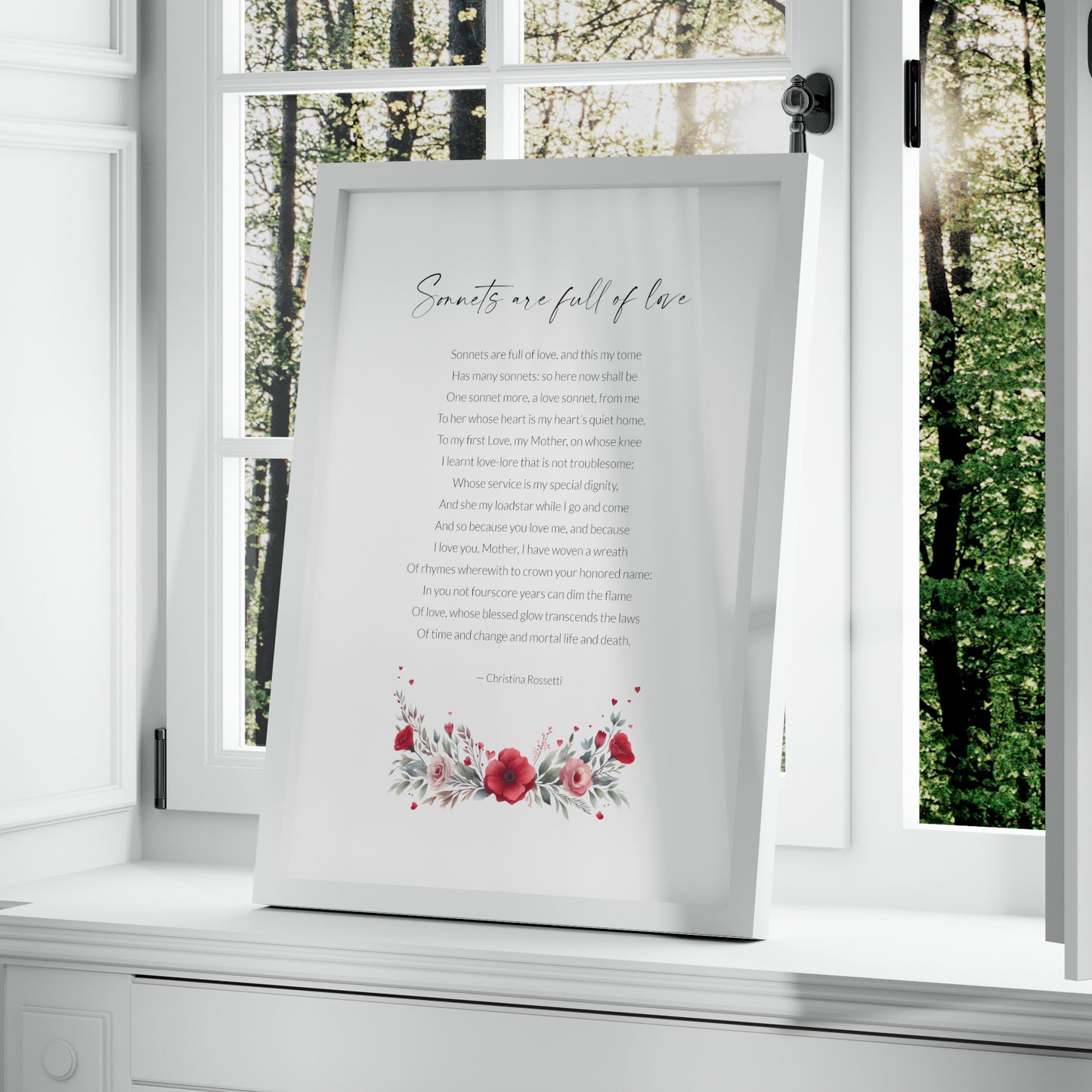 Sonnets Are Full Of Love Print | Christina Rossetti Poem