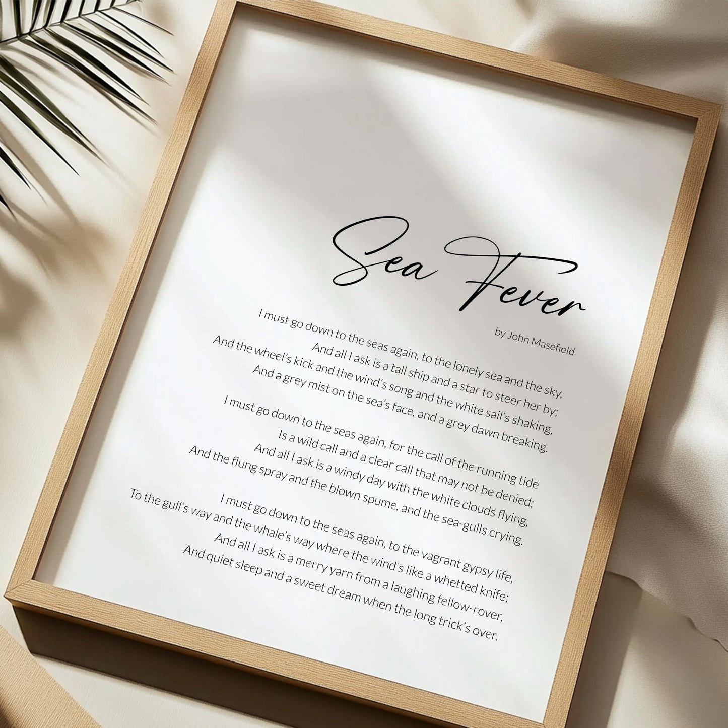 Sea Fever Print | John Masefield Poem