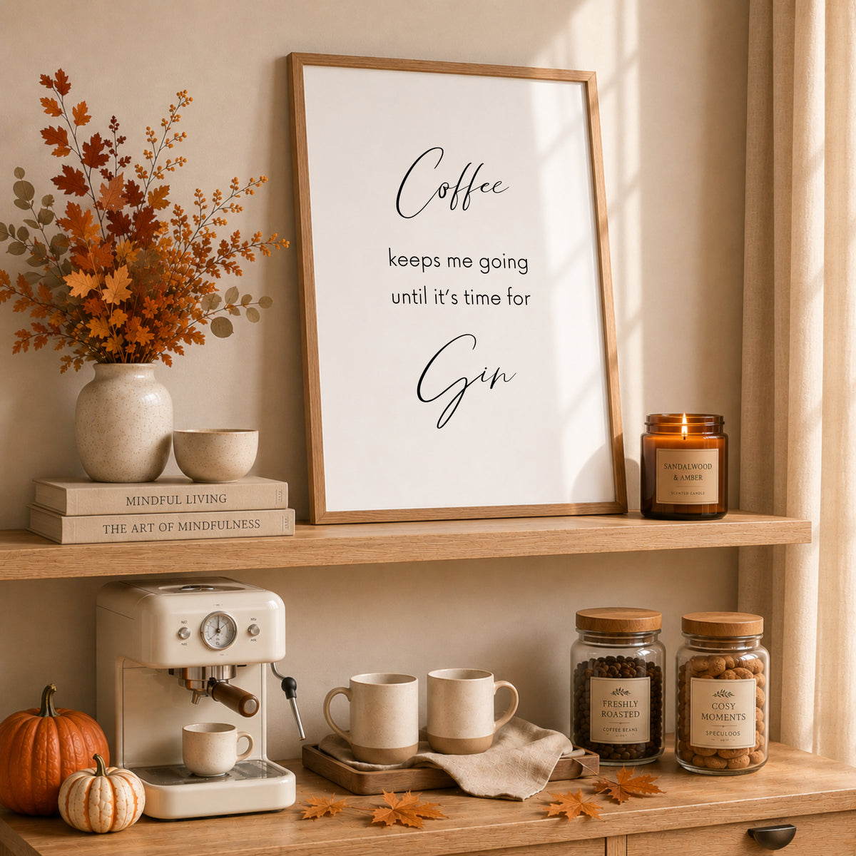Coffee Keeps Me Going Until It's Time For Gin Print