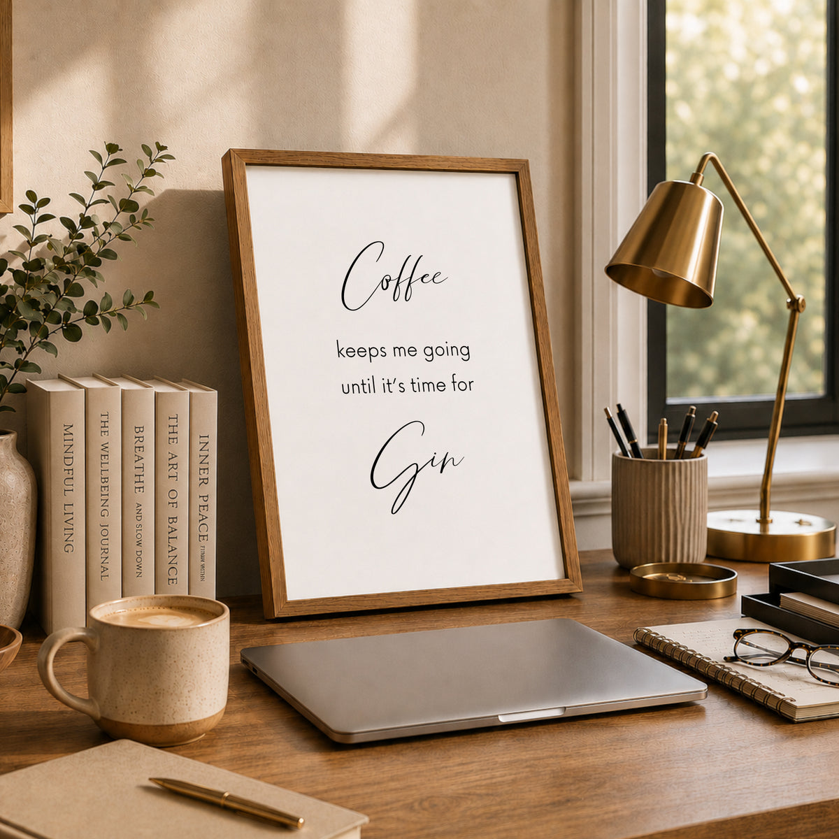 Coffee Keeps Me Going Until It's Time For Gin Print