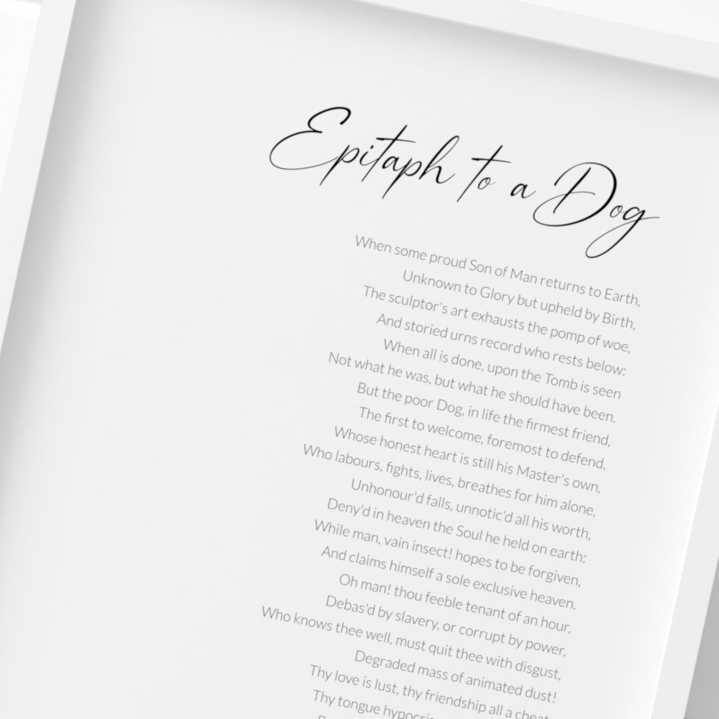 Epitaph To A Dog Print | Lord Byron Poem