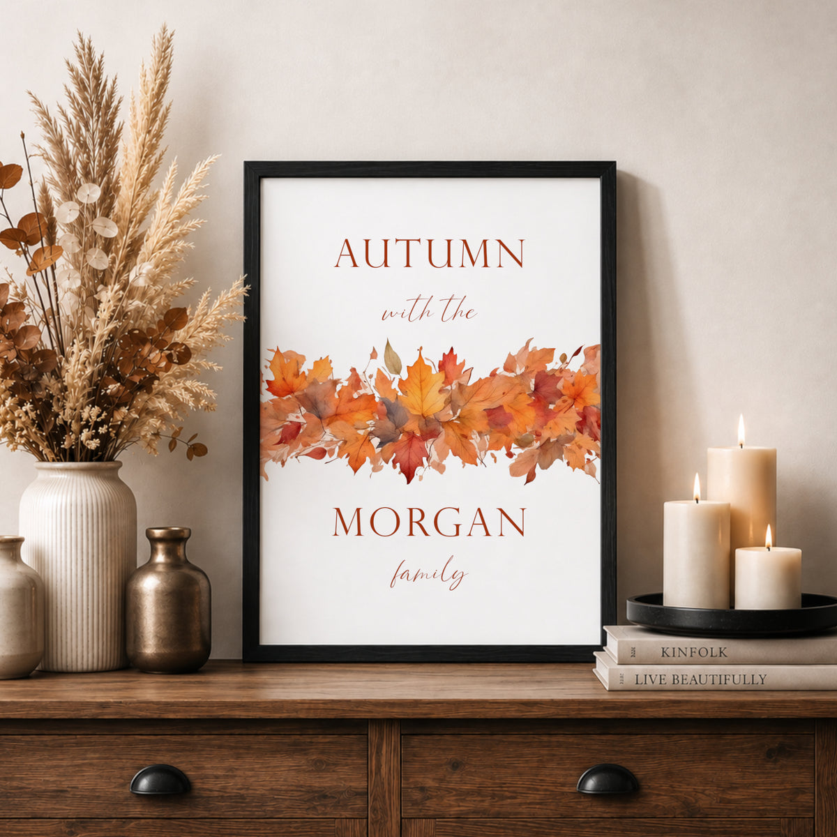 Personalised Autumn With The Family Print