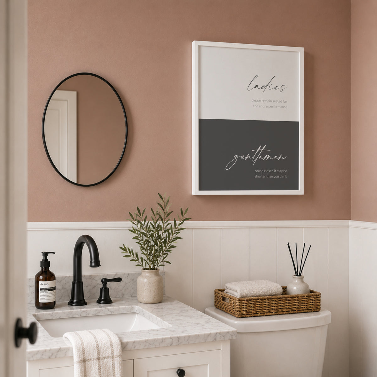 Ladies & Gentlemen Bathroom Etiquette Print