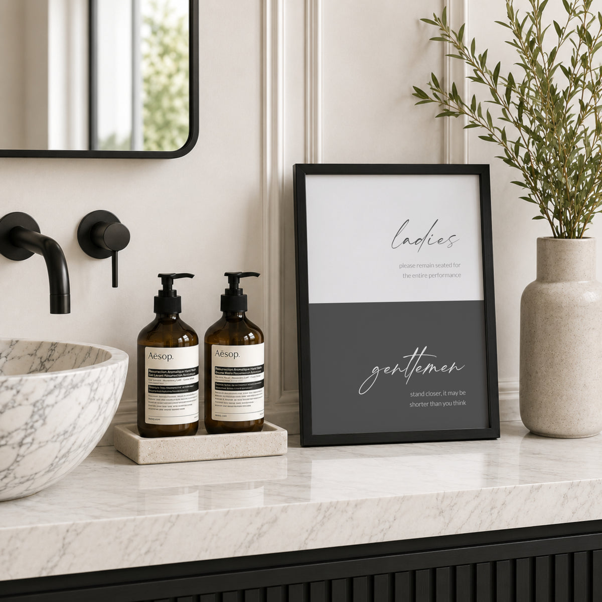 Ladies & Gentlemen Bathroom Etiquette Print