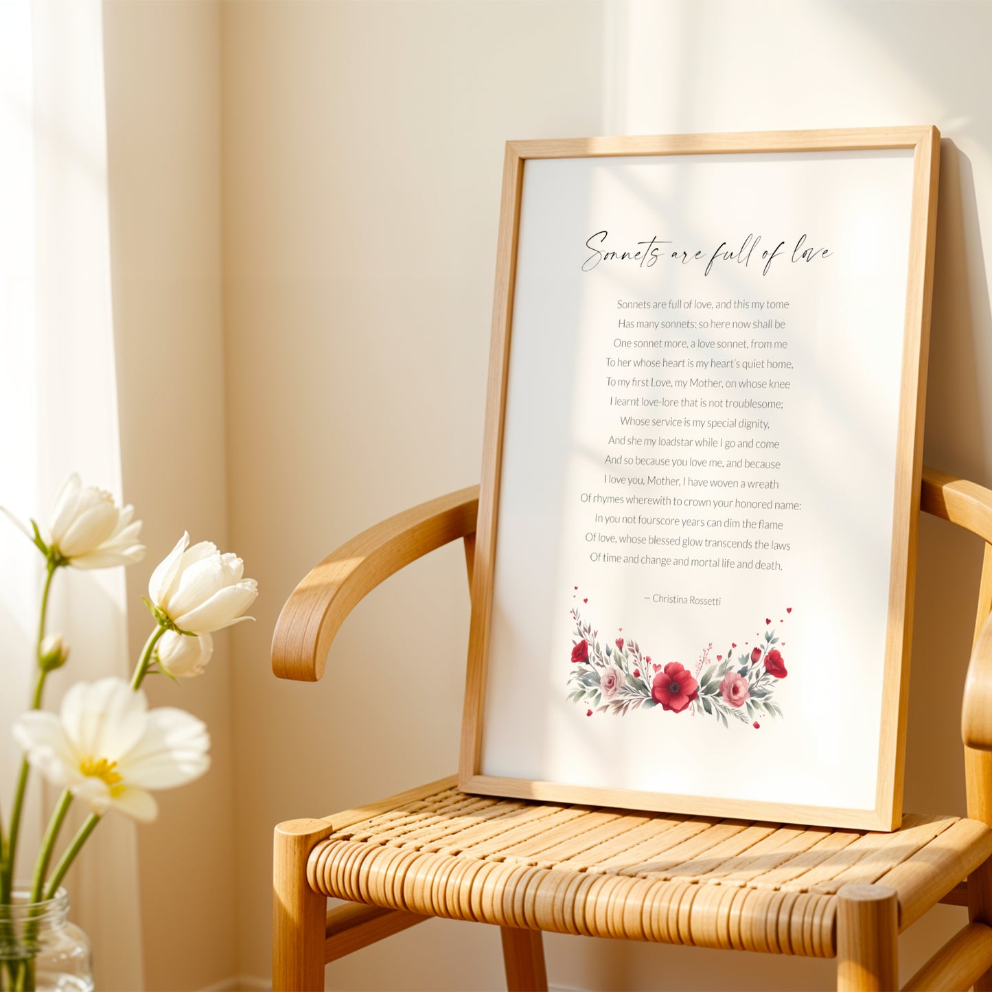 Sonnets Are Full Of Love Print | Christina Rossetti Poem