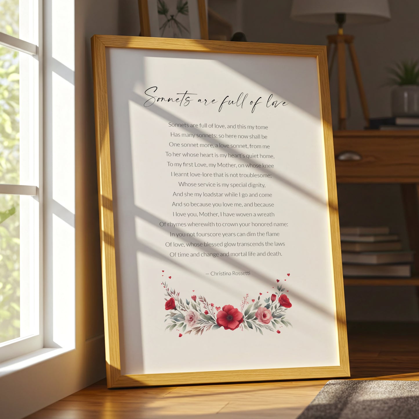 Sonnets Are Full Of Love Print | Christina Rossetti Poem