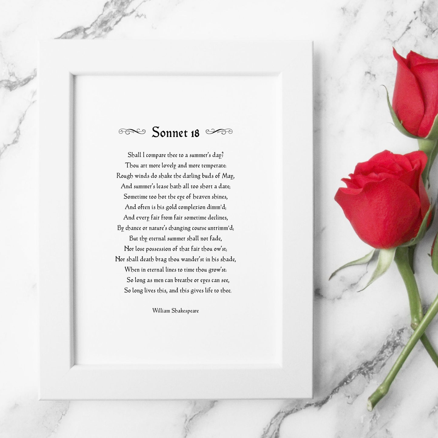 Shall I Compare Thee To A Summer's Day? (Shakespeare's Sonnet 18) Print