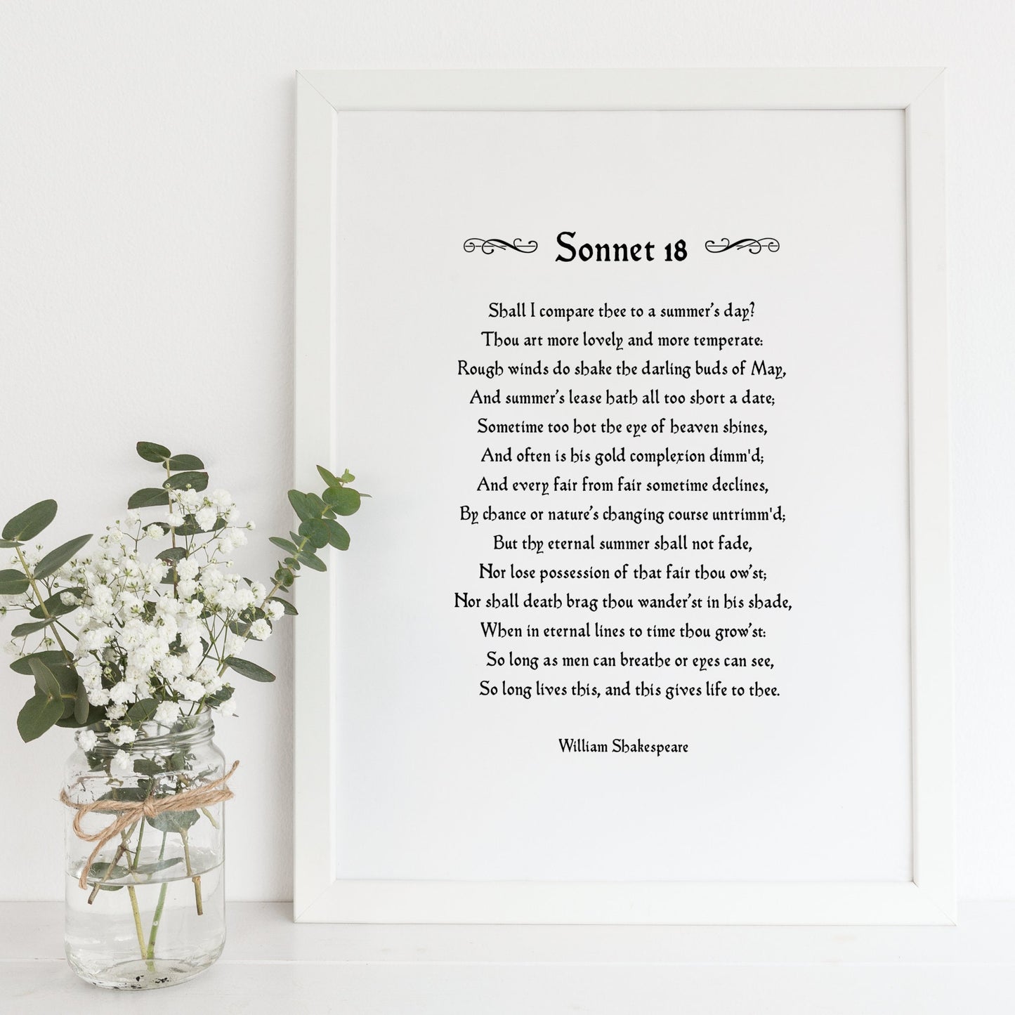 Shall I Compare Thee To A Summer's Day? (Shakespeare's Sonnet 18) Print
