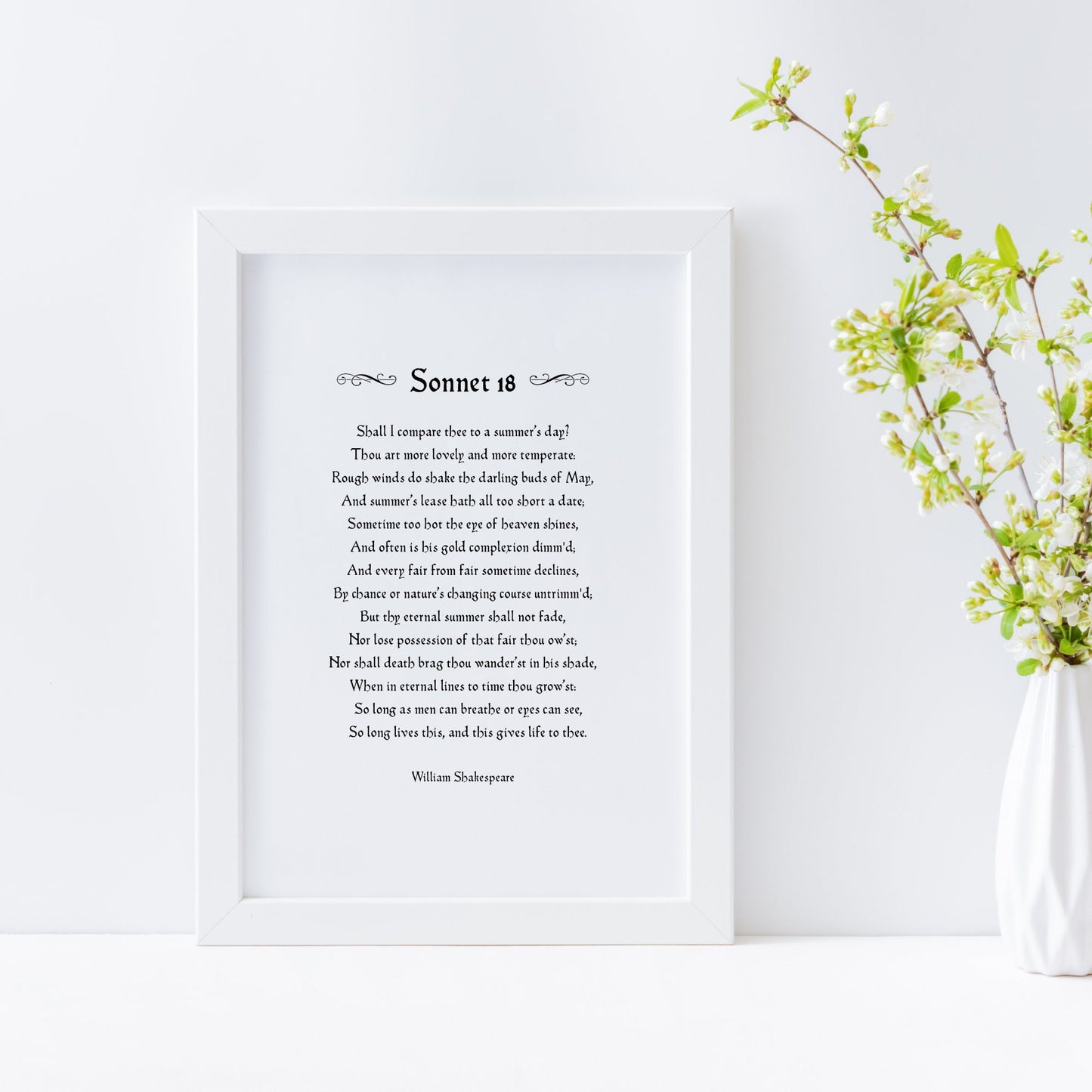 Shall I Compare Thee To A Summer's Day? (Shakespeare's Sonnet 18) Print
