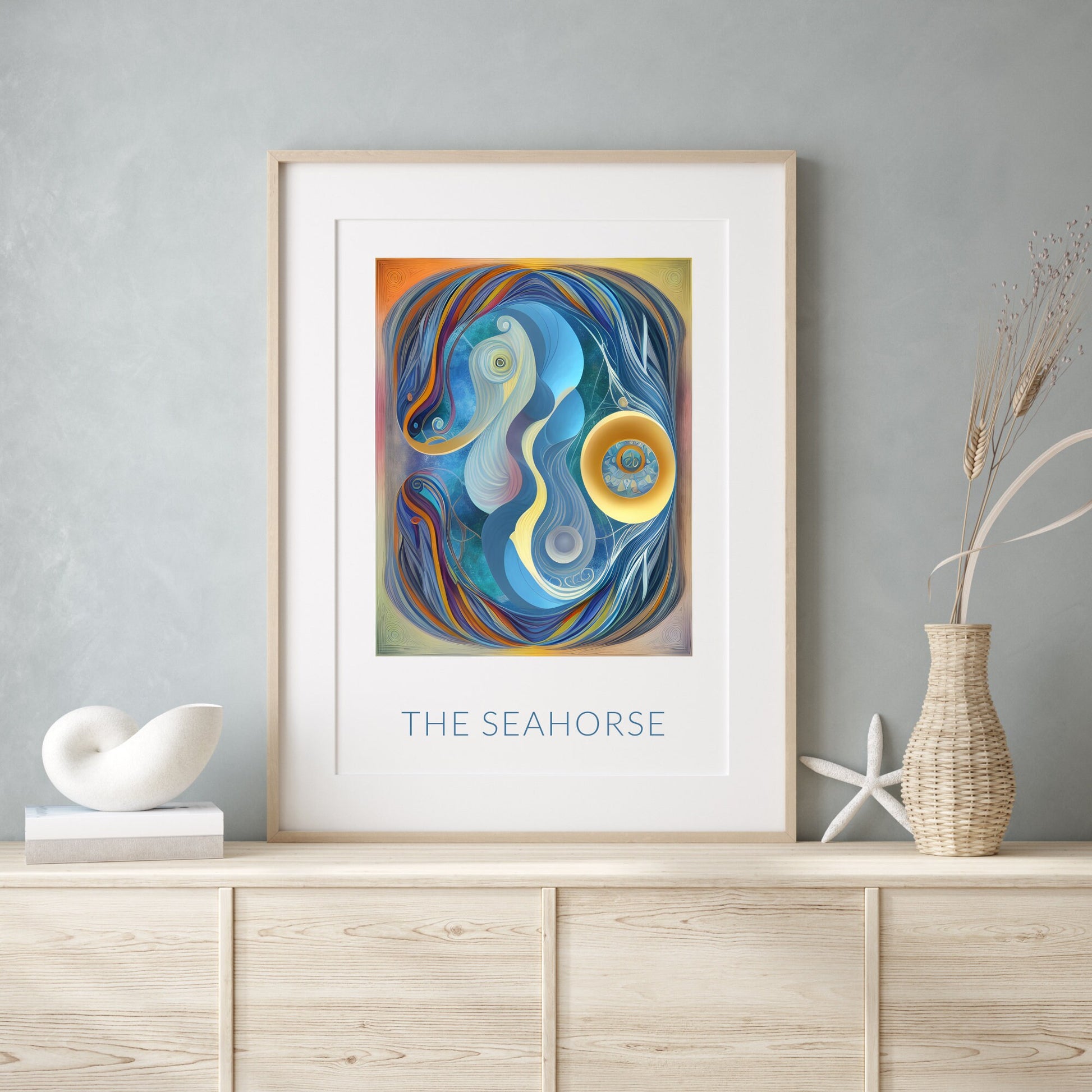 The Seahorse | Abstract Print | Digital Wall Art | Contemporary Home Decor | Modern Wall Hanging | Statement Artwork | UNFRAMED